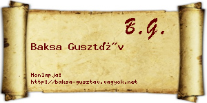 Baksa Gusztáv névjegykártya