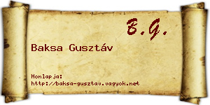 Baksa Gusztáv névjegykártya